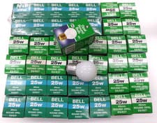 Image of 43 x Bell 25W Incandescent 45mm Round Opal Finish Lamp E27 Screw Base Warm White
