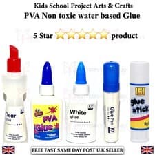 Image of PVA Glue bottles, Glue Sticks, Glue Pens Washable Safe School Craft NON Toxic
