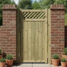 Image of Garden Gate with Lattice Insert Treated Wooden Decorative Side Door 3-6ft x 3ft