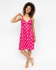 Image of Cyberjammies Nightdress Cotton Modal Women Sofia Pink Shell Strappy Chemise