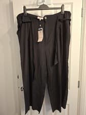 Image of ONLY CARMAKOMA SUMMER TROUSERS BLACK SIZE 20 LENZING LINEN BLEND WIDE LEG BNWT