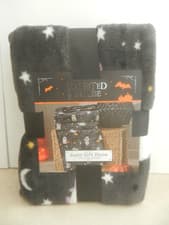 Image of BNWT Black Halloween Ghost Fleece Blanket Throw 150 x 125cm