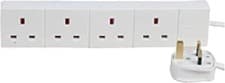 Image of Pro Elec PEL01320 4-Gang mains Extension Lead, 2 Meter-White
