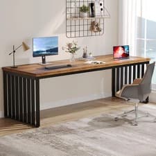 Image of 180 cm Extra Long Computer Desk, Large Ofiice Desk with Heavy Duty Metal Frame