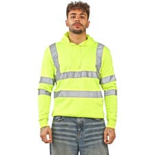 Image of Hi Viz Vis High Visibility Jacket Hoodie Work Zip Hooded SweatShirt Fleece SMLXL