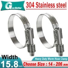 Image of Worm Drive Hose Clips Stainless Steel Adjustable Range for Water Pipe, Plumbing