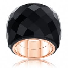 Image of Swarovski Nirvana Ring Black Crystal Rose Gold-Tone Size 52 | 5474366