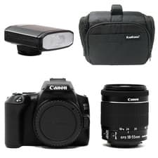Image of Canon EOS 250D Camera + EF-S 18-55mm f/4-5.6 IS STM Lens + Bag + Speedlite Flash