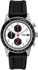 Image of Fossil Mens Sport Tourer Watch White dial black silicon strap FS6087