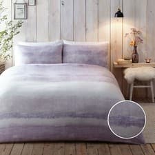 Image of Duvet Cover Bedding Set Anson Stripe 100% Brushed Cotton Appletree Hygge Mauve