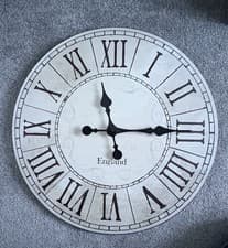 Image of Wall Clock, Wooden Roman Contemporary Design, 50cm x 50cm Battery Operated 