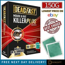 Image of RAT & MOUSE KILLER POISON BAIT DEADFAST STRONG FOR RODENTS MAX STRENGTH NEW 150G