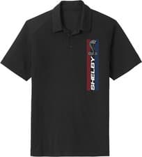 Image of Shelby Cobra Stripe Logo Chest Print Tri Blend Polo Shirt