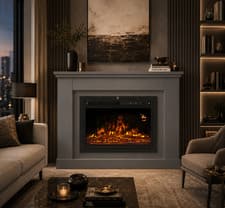 Image of Electric Fireplace Remote Control LED Log Fire Complete Modern Mantle