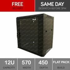 Image of 12U Server Rack Network Cabinet 19 inch 570 x 450mm Black