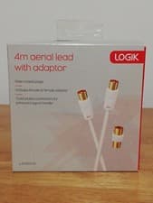 Image of Logik 4m Aerial Lead with Adapter - L4AERA15 Male to male cable F to F adaptor.