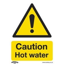 Image of Sealey Safety Sign - Caution Hot Water - Self-Adhesive Vinyl SS38V1