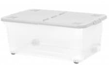 Image of WHAM PACK OF 5 STORAGE BOXES WITH WHEELS AND FOLDING LID 45L CLEAR BASE GREY LID