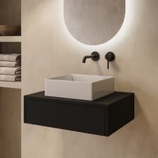 Image of 600mm Black Wall Hung Countertop Vanity Unit with Square Ba BUN/BeBa_28139/99075