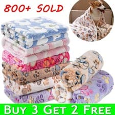Image of Large Pet Dog Cat Puppy Kitten Blanket Soft Warm Fleece Bed Mat Cushion Washable