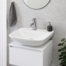 Image of RAK Variant Square Countertop Wash Basin 420mm Wide 1 Tap Hole - Alpine White