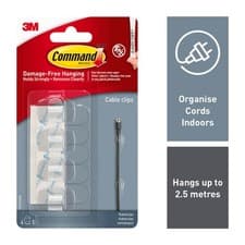 Image of Command Clear Round Cord Clips Organisers 4 Hooks Per Pack 5mm Cable Diameter