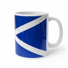Image of Scotland Flag Coffee Mug 11oz Scottish Saltire Blue White Tea Cup