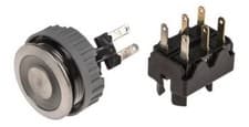 Image of Double Pole Double Throw (DPDT) Momentary Push Button Switch Green LED
