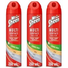 Image of Mr Sheen Multi-Surface Spring Fresh Polish Spray 250ml For Wood Glass Metal 3PK