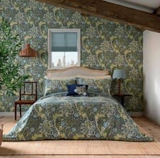 Image of William Morris & Co Seaweed Colbalt & Thyme 100% Cotton Duvet Cover Set