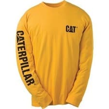 Image of Caterpillar CAT Trademark Banner yellow cotton long-sleeve T-Shirt 1510034