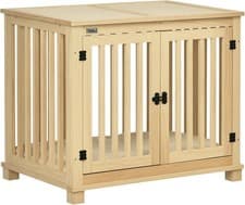 Image of PawHut Wooden Dog Crate End Table w/ Soft Washable Cushion, for Medium Dogs