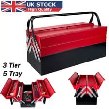 Image of Metal Cantilever Toolbox Heavy Duty 5 Tray Toolbox Storage Tool Box 43x22x21cm