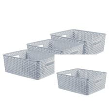 Image of Curver My Style x3 Medium Rectangular Storage Basket 12L - Blue 3x M,