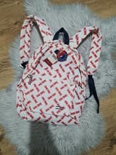 Image of Tommy Hilfiger Women White And Red All Over Print Logo Backpack BNWT