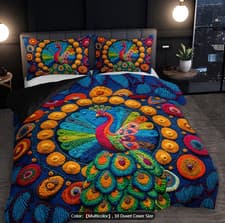 Image of Imitation Embroidered Peacock Duvet Quilt Cover Double Bedding Set Pillowcase