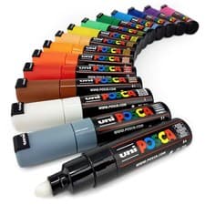 Image of Uni POSCA PC-7M Paint Marker Art Pen Large Bullet Nib Full Range Set of 15