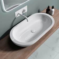 Image of Durovin Bathroom Wash Basin Bowl Ceramic Countertop Large Oval Sink & Plug 800mm