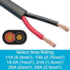 Image of 2 CORE TWIN RED BLACK AUTOMOTIVE AUTO CABLE 12V 24V WIRE STRANDED THIN WALL