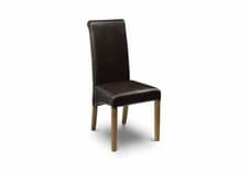 Image of Julian Bowen Cuba Solid Wood Brown Faux Leather Dining Chair