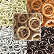 Image of 24 Pack Curtain Rings Extra Strong Hooks Hoops to fit 28mm Wood Poles