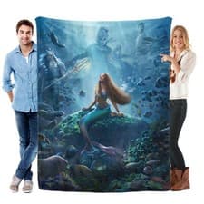 Image of The Little Mermaid 2023 Blanket Soft Flannel Warm Throw Sofa Bed Birthday Gift