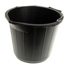 Image of Black Plastic Builders Bucket 3 Gallons 14L Heavy Duty Water/Feed Storage Handle