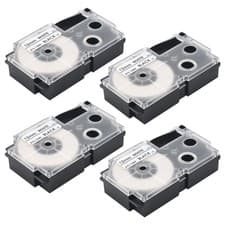 Image of 4 Pack 12mm Black on White Label Tape Label Maker Compatible with KL