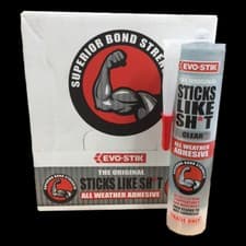 Image of 12 X EVO-STIK STICKS LIKE SH*T | All Weather Adhesive | White Clear | Glue