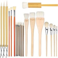Image of Pottery Glaze Brush Set, 20 Pcs Different Shapes Pottery Tools Wool Art,7783