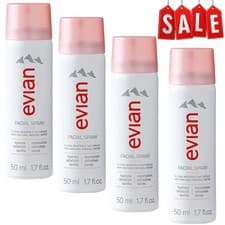Image of Evian Face Spray, Hydrating Face Mist, 4 x 50 ml, Thermal Water Spray Bundle