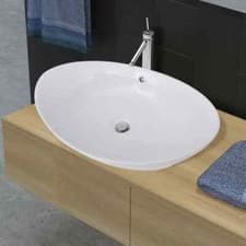 Image of Luxury Ceramic Basin Oval with Overflow 59 x 38 5 cm vidaXL