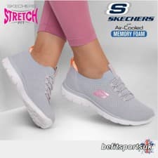 Image of SKECHERS WOMENS SHOES GREY SKETCHER LADIES SLIP ON MEMORY FOAM TRAINER 3 4 5 6 8