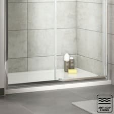 Image of Nuie 1600 x 700mm Slip Resistant Rectangle Shower Tray Slimline White Pearlstone